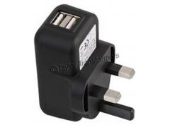 DUAL USB 240 VOLT UK MAINS PLUG IN WALL CHARGER